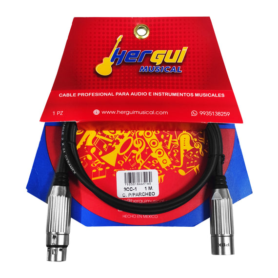 Cable 1m de canon macho a canon hembra  SKY GOLD  PBK  3CC-1 - Hergui Musical