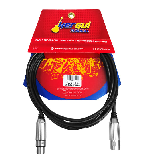Cable 3m de canon macho a canon hembra  SKY GOLD  PBK  3CC-3 - Hergui Musical