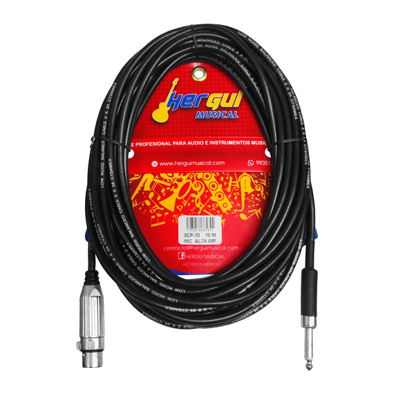 Cable 10m de plug 6.3mm macho mono a canon hembra  SKY GOLD  PBK  3CP-10 - Hergui Musical