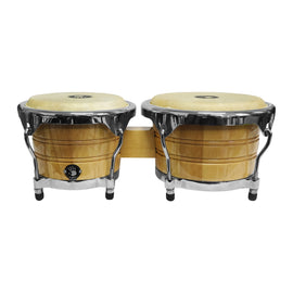 JUEGO BONGOS ARO CONFORT NEGRO FUNDA Y CENCERRO 6"-7" NATURAL  5D2   5D2-BG455-NT - Hergui Musical