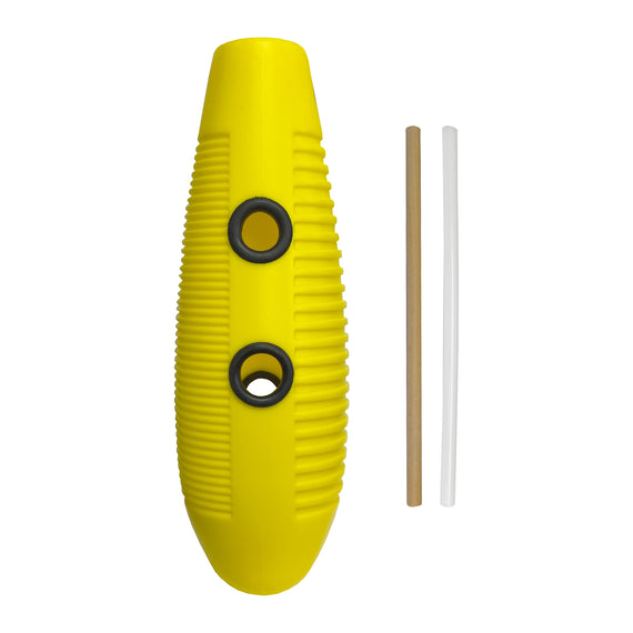 GUIRO DE PLASTICO PROFESIONAL CON RASCADOR AMARILLO  5D2   5D2-GUIRO-YEL - Hergui Musical
