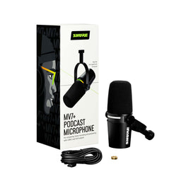 Micrófono MV7+ negro, incluye base extendible de mesa  SHURE  MV7+-K-BNDL - Hergui Musical