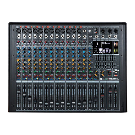 Mezcladora amplificada, 16 Canales, USB, BLUETOOTH, EFECTOS DIGITALES, 780w RMS  SOUNDTRACK PANTHER-16