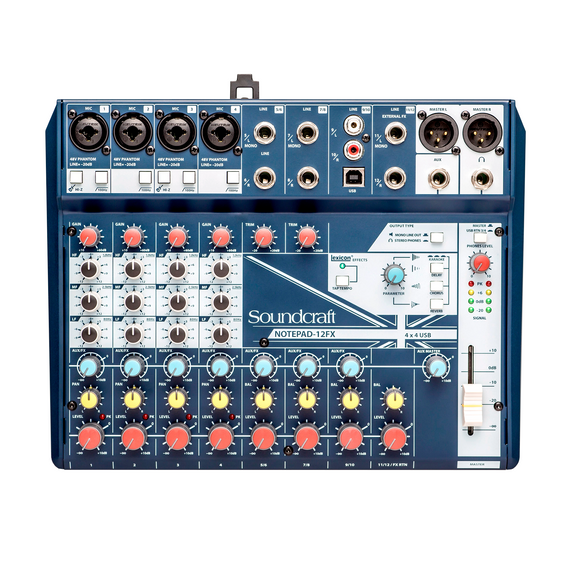 Mezcladora pasiva análoga 12 Caneles (4 Directos) con efectos SOUNDCRAFT  NOTEPAD-12FX - Hergui Musical