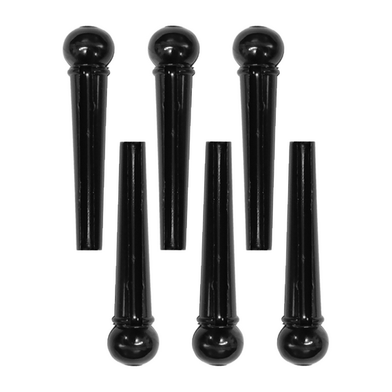 JGO. DE 6 PINES DE PLÁSTICO, CON PUNTO, PARA PUENTE DE GUITARRA, BLANCO, MARFIL Ó NEGRO  TEMPO   PEP-2P - Hergui Musical
