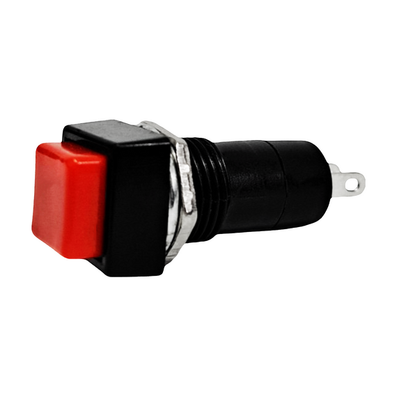 SWITCH CUADRADO NORMALMENTE CERRADO BOTON ROJO 3-6AM  RADOX   835-160 - Hergui Musical