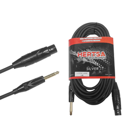 CABLE ARMADO 6m, DE CANON HEMBRA A PLUG 6.3mm  HERTSA   H-CHPM6.3M-6M/BK - Hergui Musical