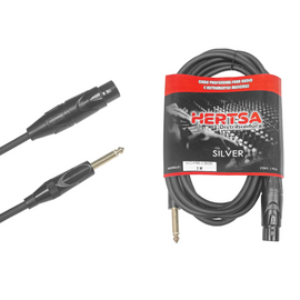 CABLE ARMADO 3m, DE CANON HEMBRA A PLUG 6.3MM  HERTSA   H-CHPM6.3M-3M/BK - Hergui Musical