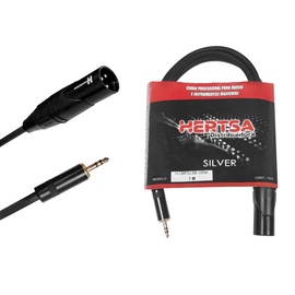 Cable armado 1m de plug 3.5mm estéreo Macho a Plug Canon Macho  HERTSA   H-CMPS3.5-1M/B - Hergui Musical