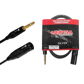 CABLE ARMADO 1m, DE CANON HEMBRA A PLUG 6.3mm  HERTSA   H-CHPM6.3M-1M/BK - Hergui Musical