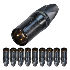 PAQ. 10 PZAS. DE CONECTOR XLR MACHO P/ORO NEUTRIK NC3MXX-B(10) - Hergui Musical