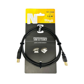 Cable USB 2.0, USB A/USB B (macho/macho), 1,5 m  STAGG  NCC1,5UAUB - Hergui Musical