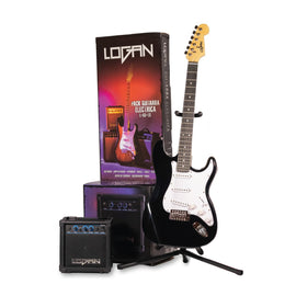 Paq. de Guitarra eléctrica Stratocaster, Negra   LOGAN   L-EG-TS-PAQ-BK - Hergui Musical