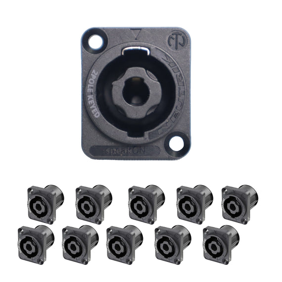PAQ. 10 PZAS. DE CONECTOR SPEAKON DE CHASIS 2 POLOS NEUTRIK NL2MP-XX(10) - Hergui Musical