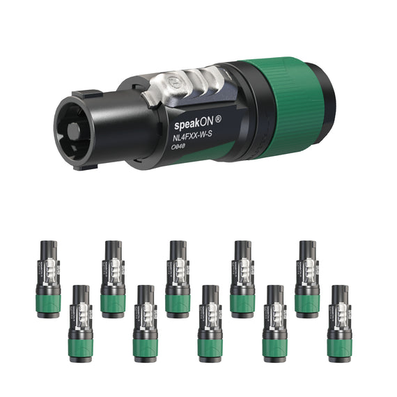 PAQ. 10 Pzas. DE CONECTOR SPEAKON 4 POLOS, SERIE XX  NEUTRIK  NL4FXX-W-S(10) - Hergui Musical