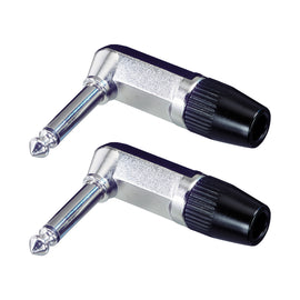 PAQ. DE 2 PZAS. DE PLUG 6.3mm MACHO MONO METALICO EN "L" PLATEADO  REAN   NYS-207(2) - Hergui Musical