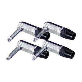 PAQ. DE 4 PZAS. DE PLUG 6.3mm MACHO MONO METALICO EN "L" PLATEADO  REAN   NYS-207(4) - Hergui Musical