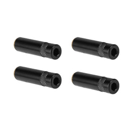 PAQ. 4 PZAS. DE PLUG 3.5mm HEMBRA ESTÉREO, CONTACTOS DORADOS COLOR NEGRO, PARA SOLDAR ABERTURA PARA CABLE DE 4mm  REAN   NYS-240BG(4) - Hergui Musical