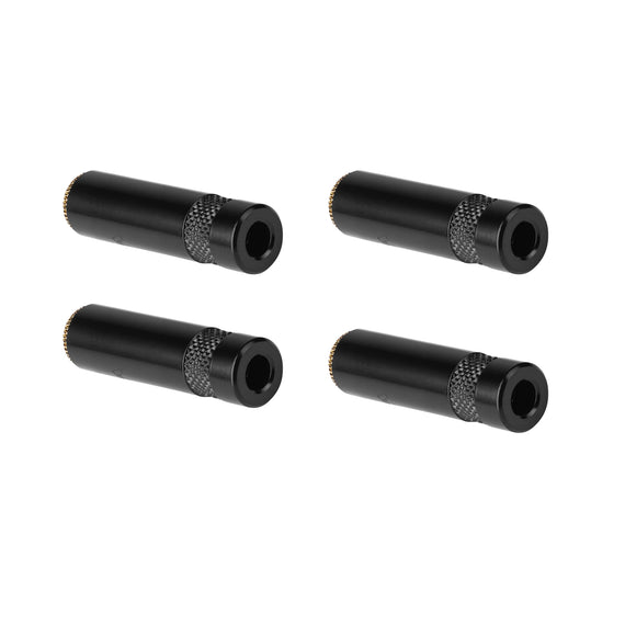 PAQ. 4 PZAS. DE PLUG 3.5mm HEMBRA ESTÉREO, CONTACTOS DORADOS COLOR NEGRO, PARA SOLDAR ABERTURA PARA CABLE DE 4mm  REAN   NYS-240BG(4) - Hergui Musical