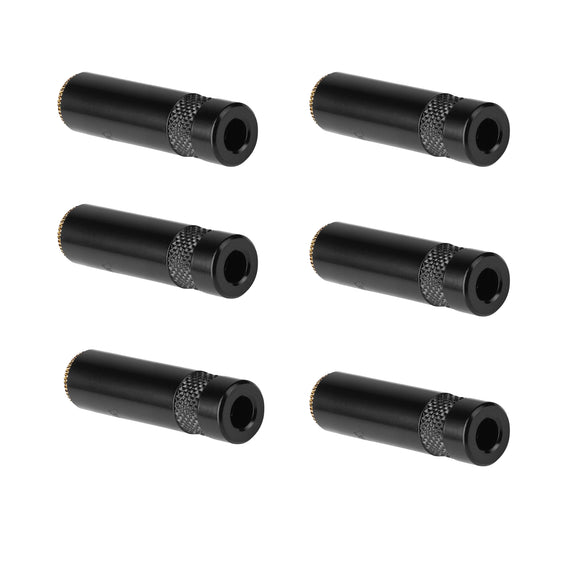 PAQ. 6 PZAS. DE PLUG 3.5mm HEMBRA ESTÉREO, CONTACTOS DORADOS COLOR NEGRO, PARA SOLDAR ABERTURA PARA CABLE DE 4mm  REAN   NYS-240BG(6) - Hergui Musical
