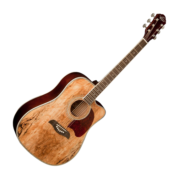 Guitarra electro acústica estilo dreadnought, cutaway, gran resonancia acústica,terminado brillante, tapa de maple spalted,  OSCAR SCHMIDT  OG2CESM