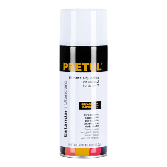 PINTURA EN AEROSOL, BLANCO BRILLANTE, 400ML  PRETUL   PA-BB-P - Hergui Musical