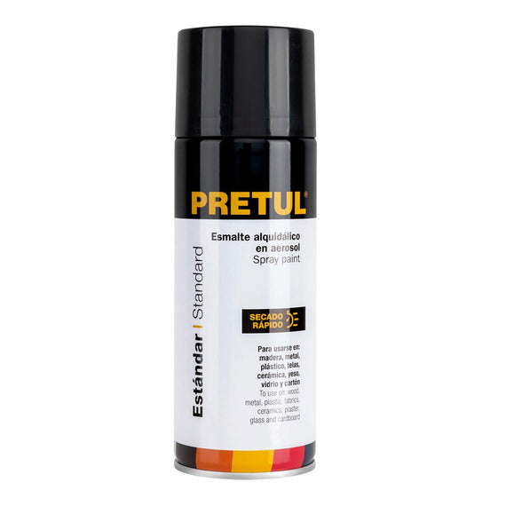 PINTURA EN AEROSOL, NEGRO BRILLANTE, 400ML   PRETUL   PA-NB-P - Hergui Musical