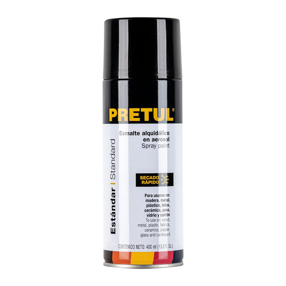 PINTURA EN AEROSOL, NEGRO SATIN, 400ML   PRETUL   PA-NS-P - Hergui Musical