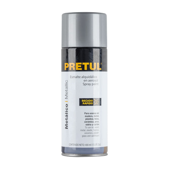 PINTURA EN AEROSOL METALICA PLATA DE 400ML   PRETUL   PAM-PL-P - Hergui Musical