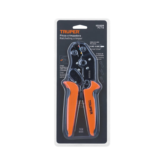 Pinza de crimpado para terminales, TRUPER   PCT-8