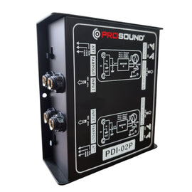 Caja directa Prosound pasiva de dos canales, 2 entradas TS/TRS, 2 salida en XLR balanceado, switch de tierra física para reducir zumbidos de fondo  PROSOUND  PDI-02P - Hergui Musical