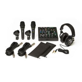 KIT DE GRABACIÓN, INCLUYE: 1 MEZCLADORA, 1 AUDÍFONOS DE DIADEMA, 2 MICRÓFONOS Y CABLES  MACKIE  PERFORMER-BUNDLE - Hergui Musical