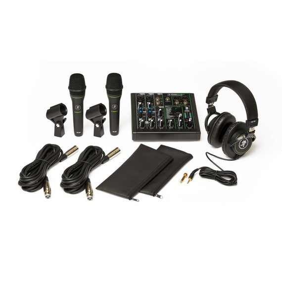 KIT DE GRABACIÓN, INCLUYE: 1 MEZCLADORA, 1 AUDÍFONOS DE DIADEMA, 2 MICRÓFONOS Y CABLES  MACKIE  PERFORMER-BUNDLE - Hergui Musical