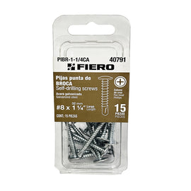 Blíster con 15 pijas cabeza cruz, punta broca 1-1/4", fiero   PIBR-1-1/4CA - Hergui Musical