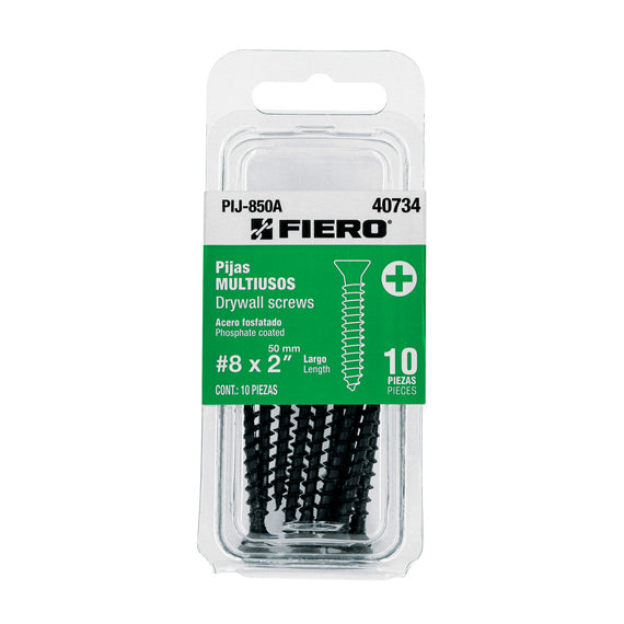 Blíster con 10 pijas multiusos, #8 x 2