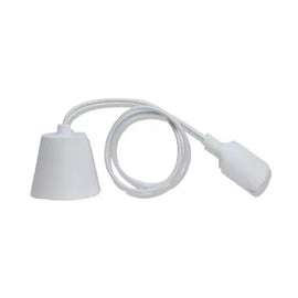 PORTALAMPARA, BASE E27, PLÁSTICO, LONGITUD 1m, COLOR BLANCO  MEGALUZ   PL-01B - Hergui Musical