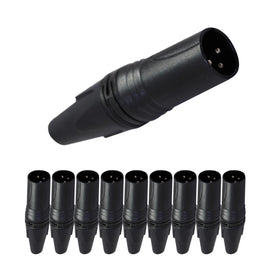PAQ. 10 PZAS. DE PLUG CANON MACHO C/ SEGURO NEGRO CROMO  KAPTON   PL-148BK(10) - Hergui Musical