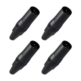 PAQ. 4 PZAS. DE PLUG CANON MACHO C/ SEGURO NEGRO CROMO  KAPTON   PL-148BK(4) - Hergui Musical