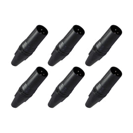 PAQ. 6 PZAS. DE PLUG CANON MACHO C/ SEGURO NEGRO CROMO  KAPTON   PL-148BK(6) - Hergui Musical