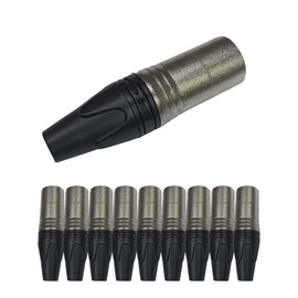 PAQ. 10 PZAS. DE PLUG CANON MACHO NEGRO NICKEL CROMO  KAPTON  PL-148N(10) - Hergui Musical
