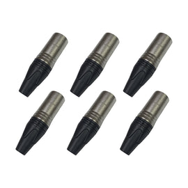 PAQ. 6 PZAS. DE PLUG CANON MACHO NEGRO NICKEL CROMO  KAPTON  PL-148N(6) - Hergui Musical