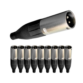 PAQ. 10 PZAS. DE PLUG CANON MACHO 3 POLOS PROFESIONAL C/ SEGURO  KAPTON   PL-155BK(10) - Hergui Musical