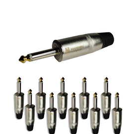 PAQ. 10 PZAS. DE PLUG 6.3mm MACHO MONO JUMBO REFORZADO   KAPTON    PL-1617(10) - Hergui Musical