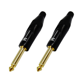 PAQ. 2 PZAS. DE PLUG 6.3mm MACHO MONO NEGRO, METÁLICO  KAPTON  HARDEN   PL-1620(2) - Hergui Musical