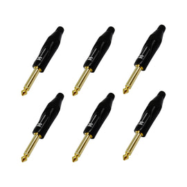 PAQ. 6 PZAS. DE PLUG 6.3mm MACHO MONO NEGRO, METÁLICO  KAPTON  HARDEN   PL-1620(6) - Hergui Musical