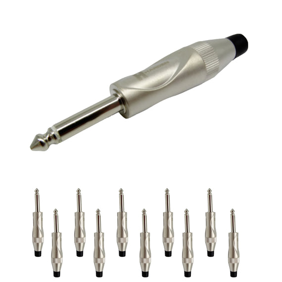 PAQ. 10 PZAS. DE PLUG 6.3mm MACHO MONO METAL  KAPTON   PL-165N(10) - Hergui Musical