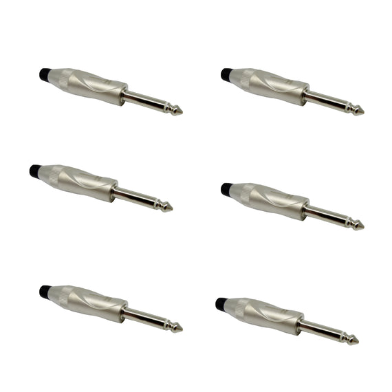 PAQ. 6 PZAS. DE PLUG 6.3mm MACHO MONO METAL  KAPTON   PL-165N(6) - Hergui Musical