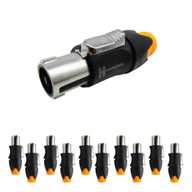 PAQ. 10 PZAS. DE PLUG SPEAKON MACHO PARA AUDIO PROFESIONAL 4 PIN METAL CON SEGURO  KAPTON   PL-268M(10) - Hergui Musical