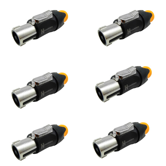 PAQ. 6 PZAS. DE PLUG SPEAKON MACHO PARA AUDIO PROFESIONAL 4 PIN METAL CON SEGURO  KAPTON   PL-268M(6) - Hergui Musical