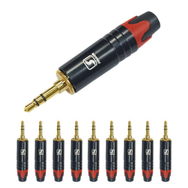 PAQ. 10 PZAS. DE PLUG 3.5mm MACHO ESTEREO NEGRO GRANDE  SOLCOR   PL35NG(10) - Hergui Musical